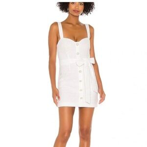 NBD White eyelet mini Dress with embellished buttons XXS NWT